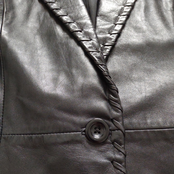 Cache black leather jacket one button blazer - Picture 9 of 12